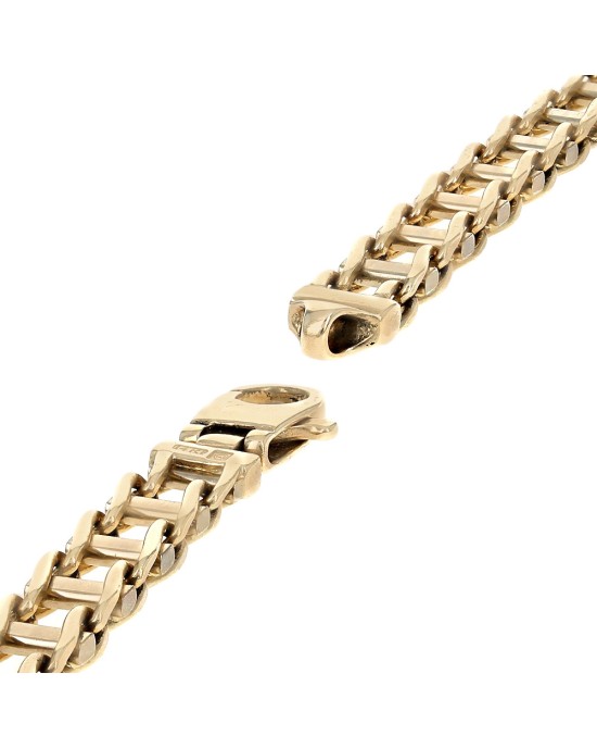 Gentlemans Railroad Track Chain Bracelet in Gold